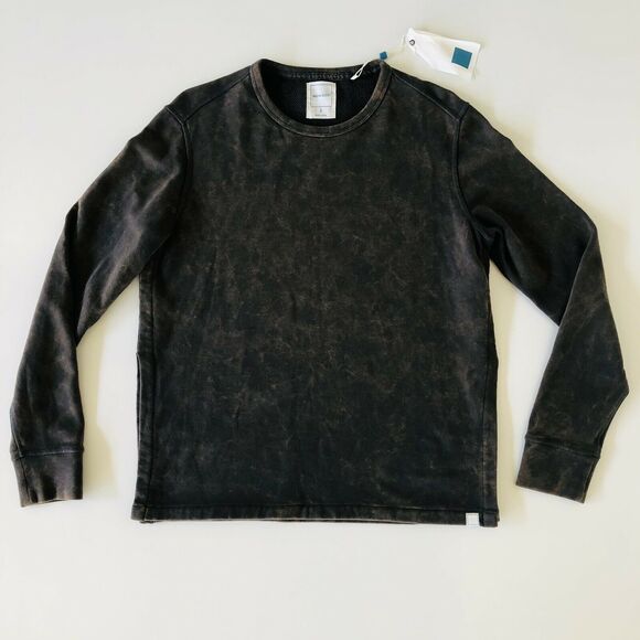 NEW JASON SCOTT SIDE SLIT CREW PULLOVER SWEATSHIRT BLACK CHARCOAL WASH SIZE SM - Picture 1 of 7